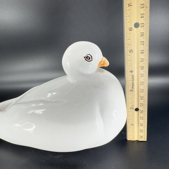 Vintage Italian Art Pottery Ruffled Fluffy Dove Large Hand Painted Pigeon Bird - Picture 5 of 15